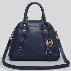 Michael Kors Navy Bedford Bowling Satchel